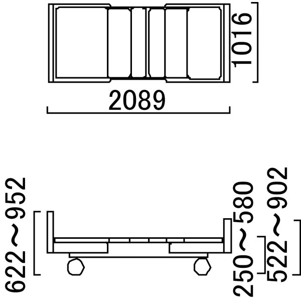 【中古】電動ベッド（KA-2962カリストシリーズ）3モーター　オリジナルキャスター (四か所ロック仕様) - 介護ベッド.shop